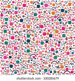 Background with lucky charms, vector