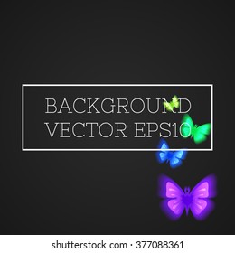 Background with luminous butterflies in the corner(illustration vector eps10)