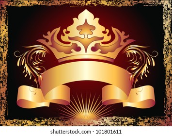 Background with luxurious copper ornament and crown