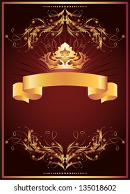 Background with luxurious golden ornament and crown