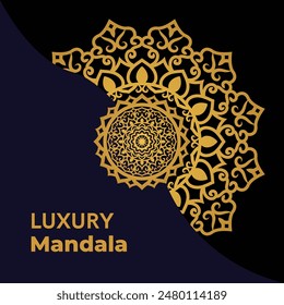 A background with a luxurious ornamental mandala design in the color gold.