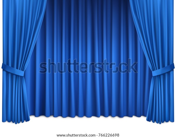 Background Luxury Blue Silk Curtains Stock Vector Royalty Free