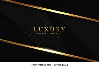 background luxury VIP 3d abstract modern and dark black color with line Gold Sparkles glitter and gradient decoration shapes geometric Polished vector , design elements