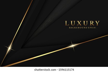 background luxury VIP 3d abstract modern and dark black color with line Gold Sparkles glitter and gradient decoration shapes geometric Polished vector , design elements