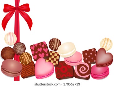 Background of macaroon and chocolate