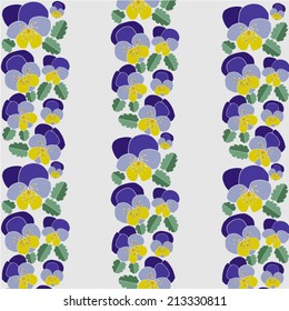 Background made with bands of pansy flowers in one color