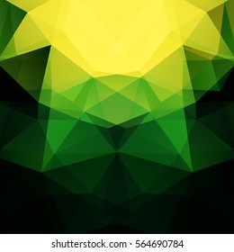 Background made of black, yellow, green triangles.  Square composition with geometric shapes. Eps 10.