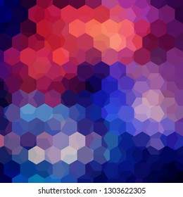 Background made of blue, pink, orange hexagons. Square composition with geometric shapes. Eps 10