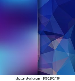 Background made of blue, purple triangles. Square composition with geometric shapes and blur element. Eps 10