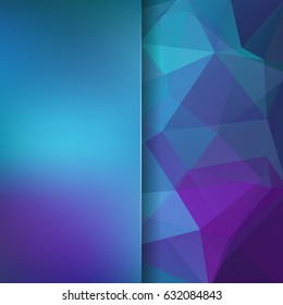 Background made of blue, purple triangles. Square composition with geometric shapes and blur element. Eps 10