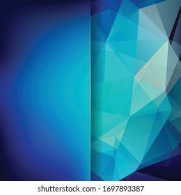 Background made of blue triangles. Square composition with geometric shapes and blur element. Eps 10