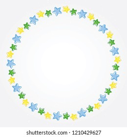 Background made of colorful stars with outline around a circular space 