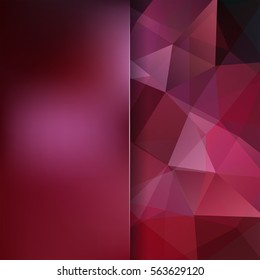Background made of dark red, purple triangles.  Square composition with geometric shapes and blur element. Eps 10