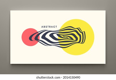 Background made of distorted lines. Pattern with optical illusion. Psychedelic stripes. Vector illustration for brochure, flyer, card, banner or cover.