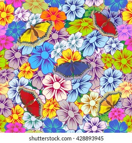 Background made up of flowers and plants. Herbs and flowers. Botany. 