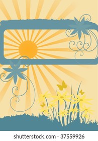 Background made of flowers and sun
