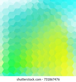 Background made of green, blue hexagons. Square composition with geometric shapes. Eps 10