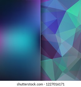 Background made of green, blue triangles. Square composition with geometric shapes and blur element. Eps 10