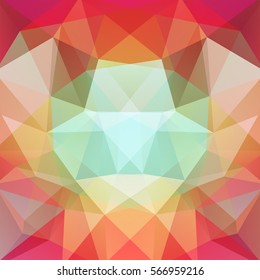 Background made of green, orange, red, white triangles.  Square composition with geometric shapes. Eps 10.