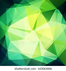 Background made of green, white, yellow triangles. Square composition with geometric shapes. Eps 10