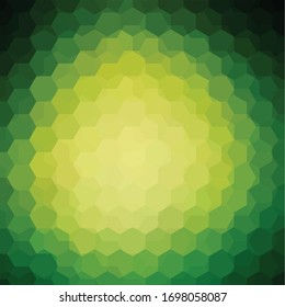 Background made of green, yellow hexagons. Square composition with geometric shapes. Eps 10