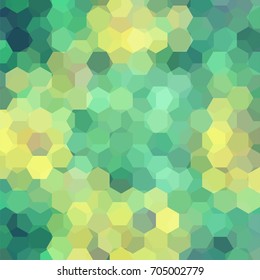 Background made of green, yellow hexagons. Square composition with geometric shapes. Eps 10
