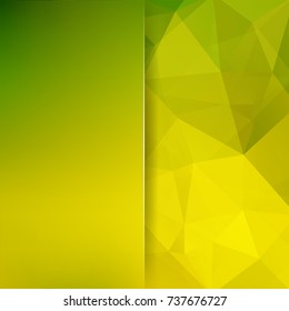 Background made of green, yellow triangles. Square composition with geometric shapes and blur element. Eps 10
