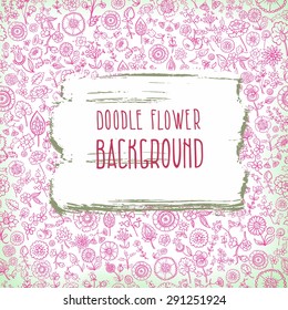 background made of hand drawn floral elements, vector illustration