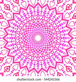 Background made of hearts in different colors, Circular texture