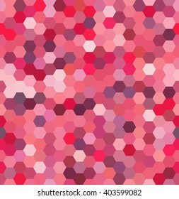 Background made of hexagons. Seamless background. Square composition with geometric shapes. Pink, white colors. 