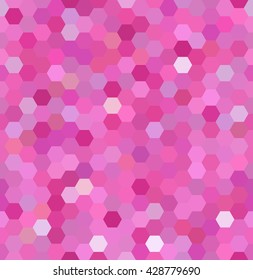 Background made of hexagons. Seamless background. Square composition with geometric shapes. Pink color. 