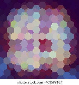 Background made of hexagons. Square composition with geometric shapes. Eps 10 purple, brown, blue, gray colors. 