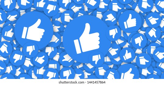 Background made of many thumbs up. Many likes. SMM background.