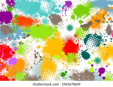 Der Hintergrund besteht aus mehrfarbigen Farbflecken. Vektorgrafik