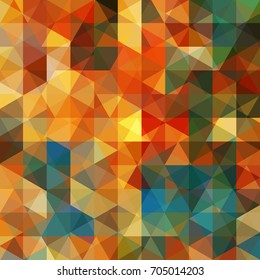 Background made of orange, blue, brown triangles. Square composition with geometric shapes. Eps 10