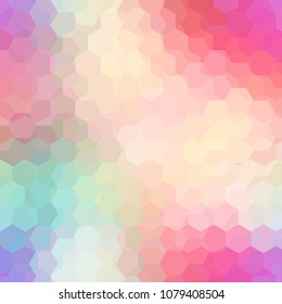 Background made of orange, pink, green hexagons. Square composition with geometric shapes. Eps 10