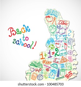 Background made of paper with colorful school symbols