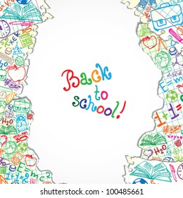 Background made of papers with colorful school symbols