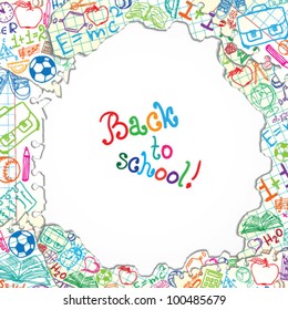 Background made of papers with colorful school symbols
