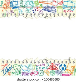 Background made of papers with colorful school symbols