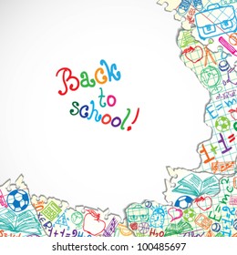 Background made of papers with colorful school symbols