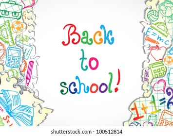 Background made of papers with colorful school symbols