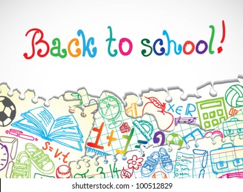 Background made of papers with colorful school symbols
