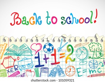 Background made of papers with school symbols