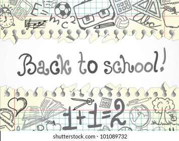 Background made of papers with school symbols