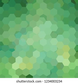 Background made of pastel green hexagons. Square composition with geometric shapes. Eps 10