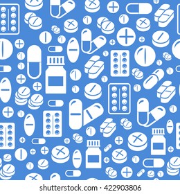  Background made from pills and capsules  seamless pattern. Vector Illustration