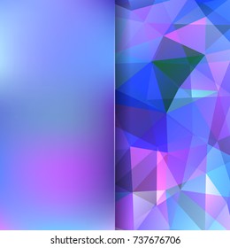 Background made of pink, blue triangles. Square composition with geometric shapes and blur element. Eps 10