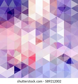 Background made of pink, blue, violet  triangles.  Square composition with geometric shapes. Eps 10