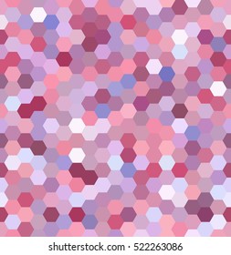 Background made of pink hexagons. Seamless background.  Square composition with geometric shapes